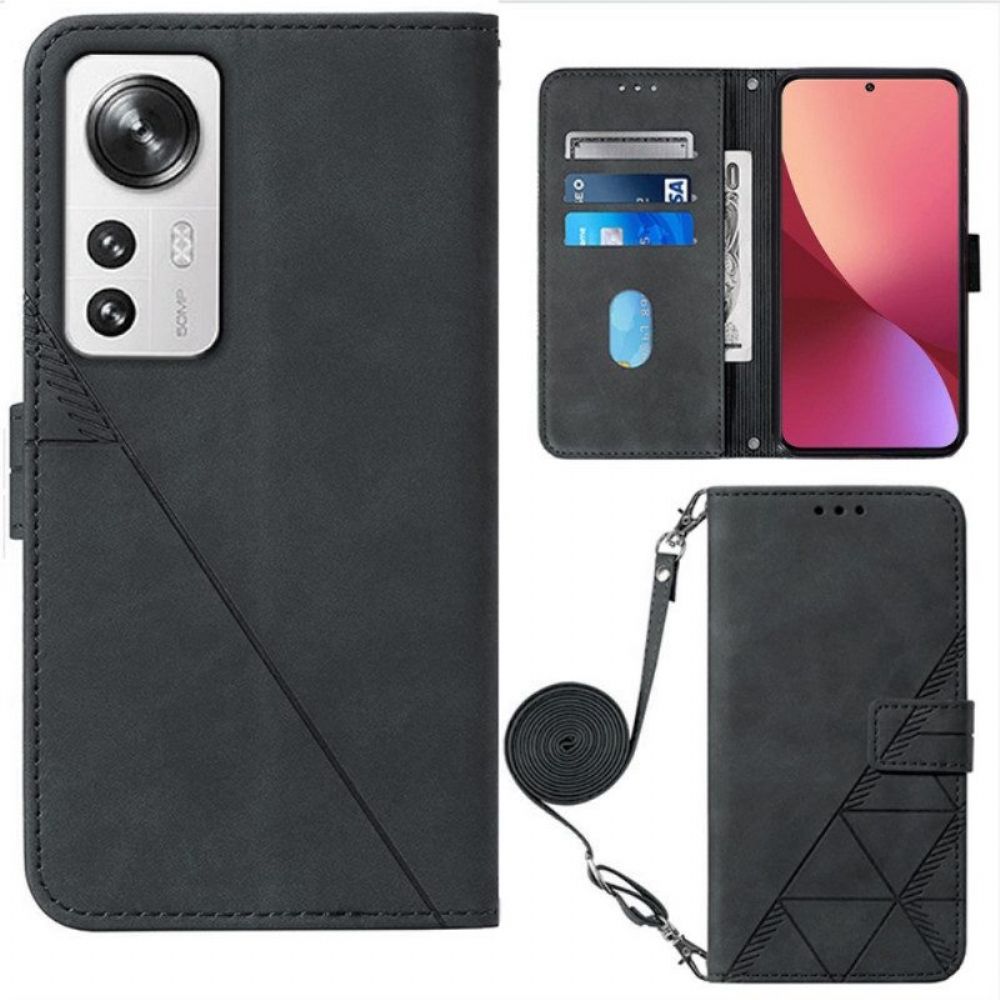 Flip Case Für Xiaomi 12 / 12X Dreiecke Mit Schultergurt