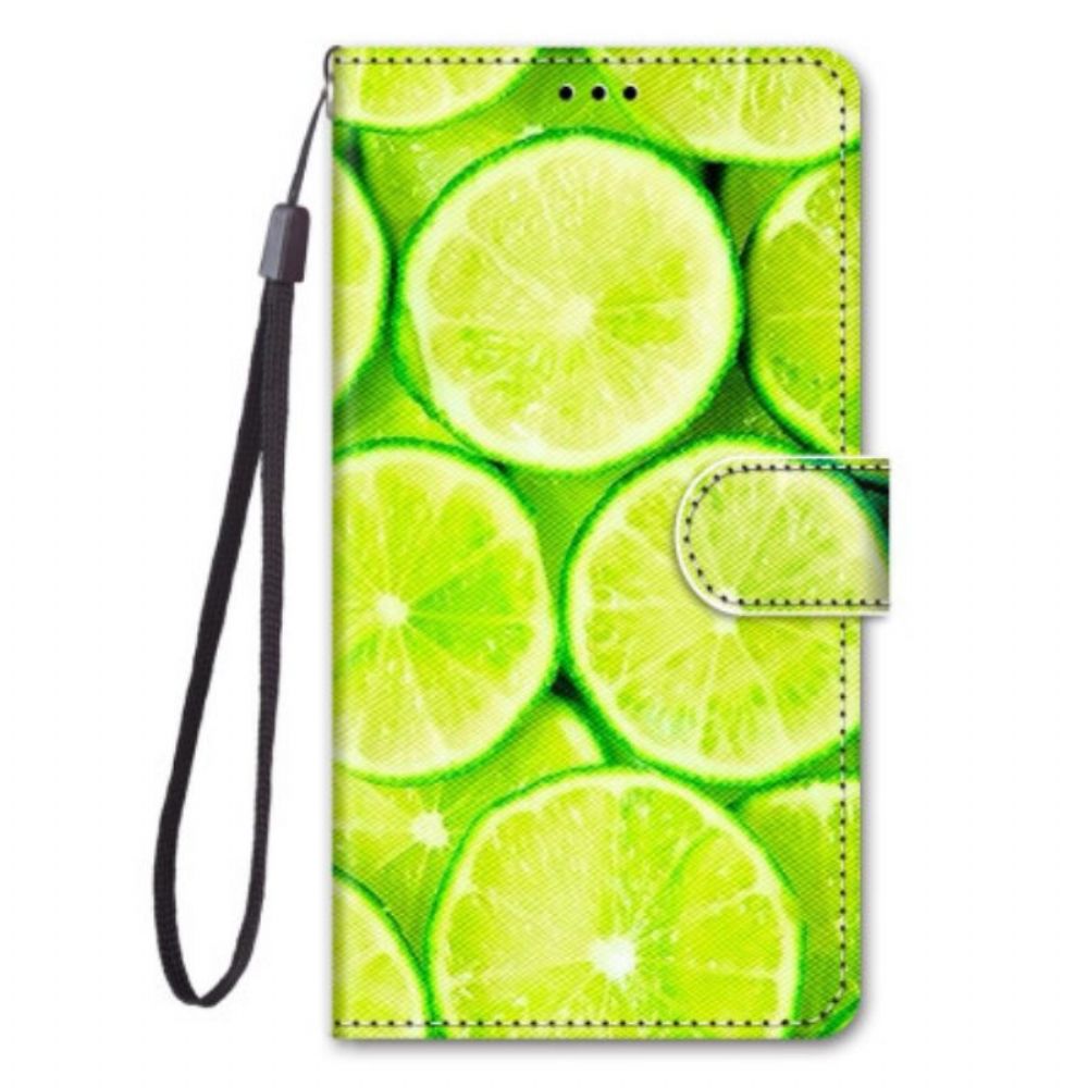 Flip Case Für Xiaomi 12 / 12X Mit Kordel Limettenstreifen