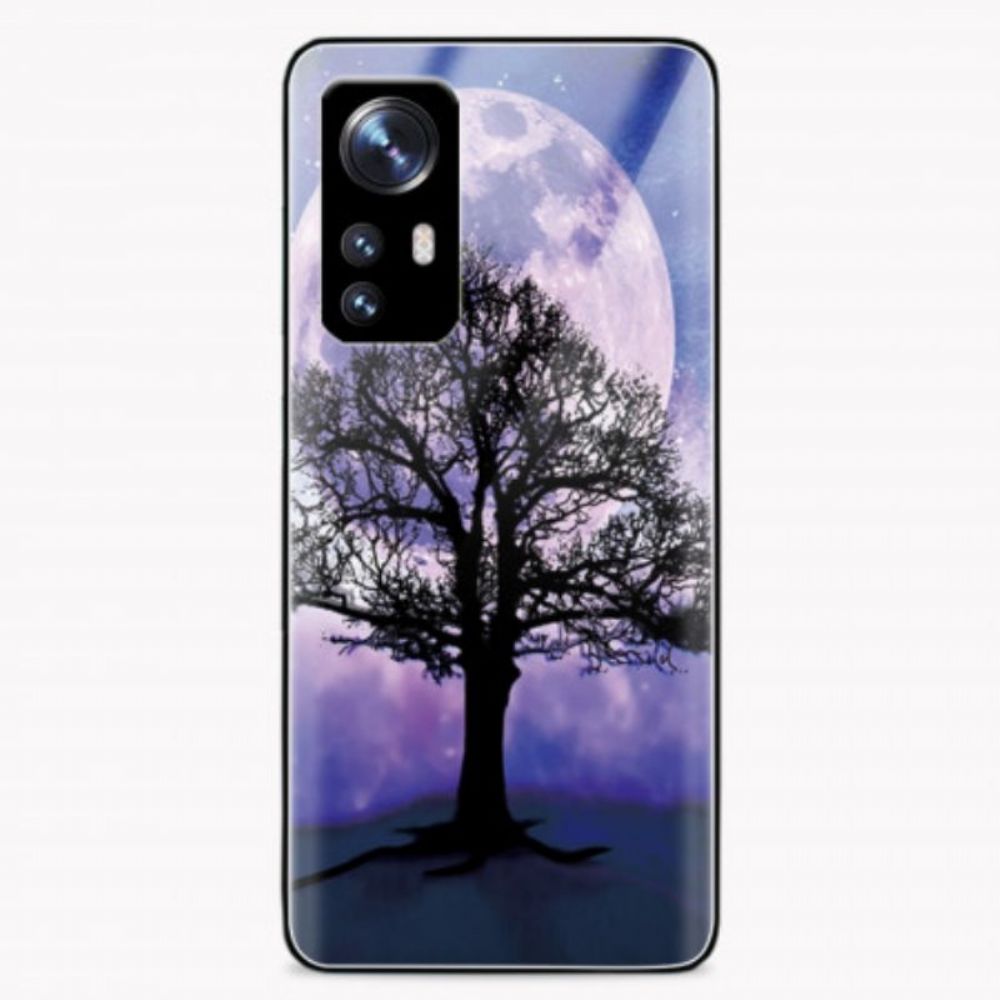 Handyhülle Für Xiaomi 12 / 12X Baum Und Mond Aus Gehärtetem Glas