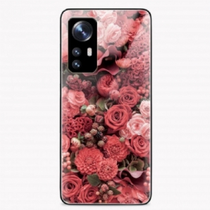 Hülle Für Xiaomi 12 / 12X Rosenblüten Aus Gehärtetem Glas