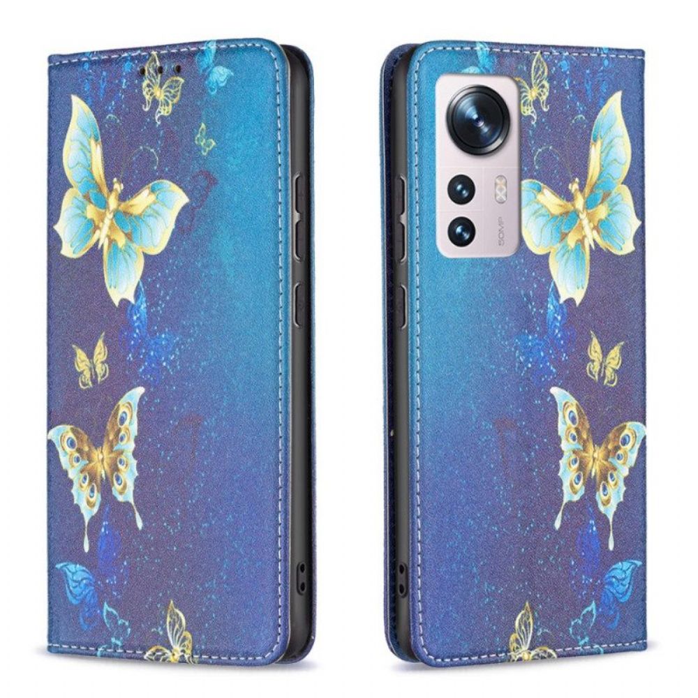 Schutzhülle Für Xiaomi 12 / 12X Flip Case Bunte Schmetterlinge