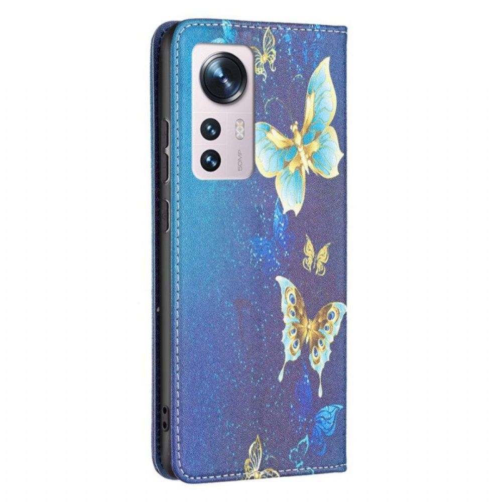 Schutzhülle Für Xiaomi 12 / 12X Flip Case Bunte Schmetterlinge