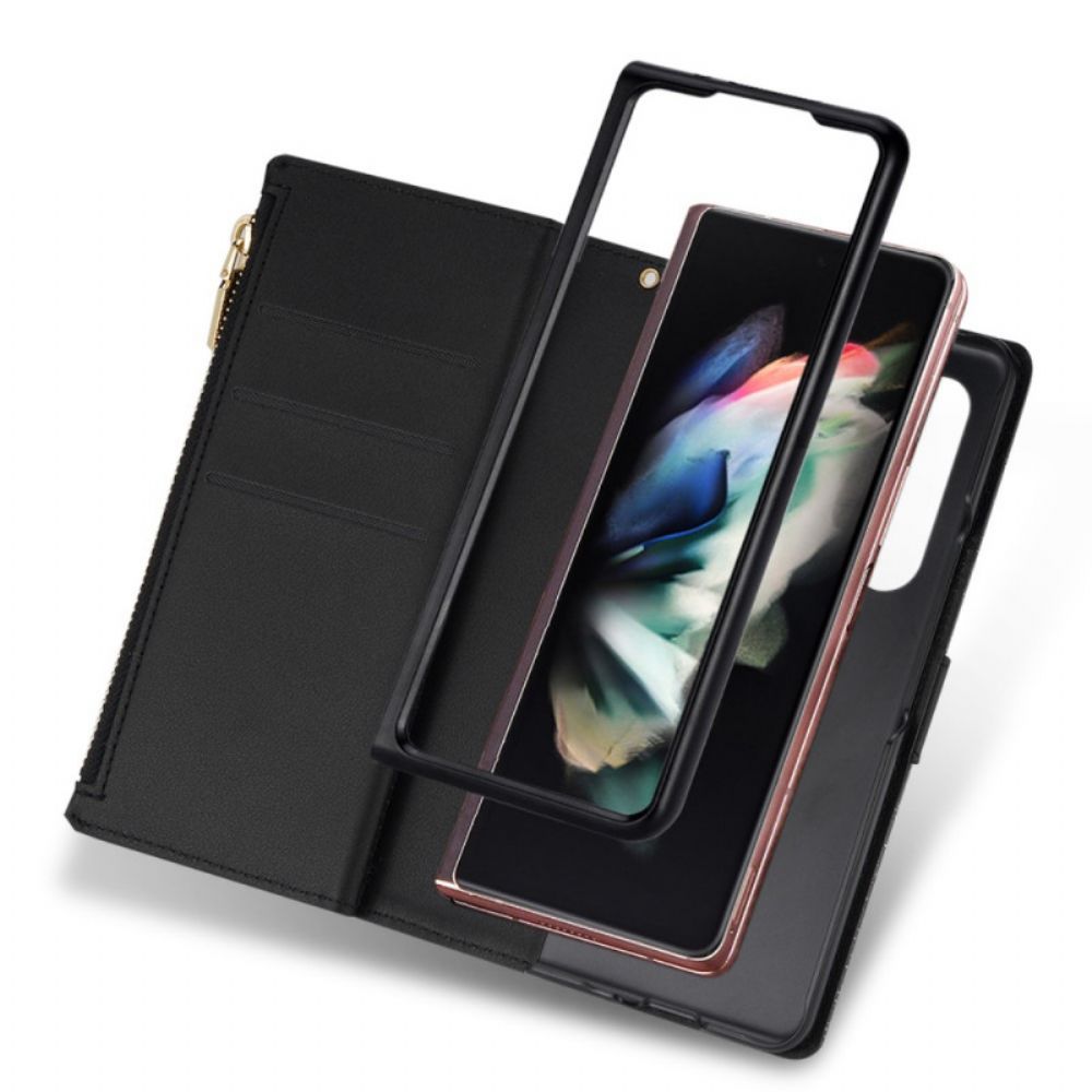 Flip Case Für Samsung Galaxy Z Fold 3 5G Geldbörse Pailletten-geldbörse Mit Reißverschluss