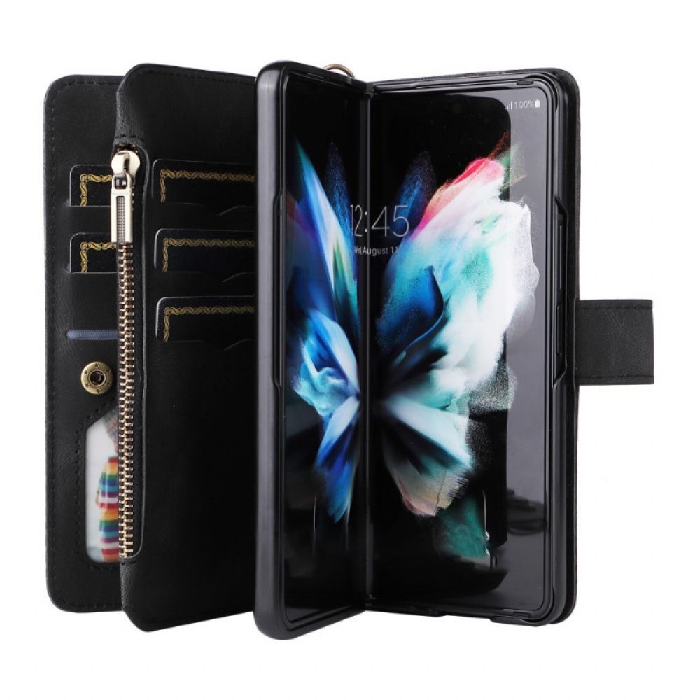 Flip Case Für Samsung Galaxy Z Fold 3 5G Multifunktionaler Kartenhalter