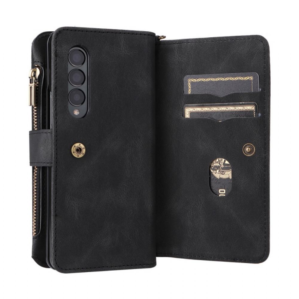 Flip Case Für Samsung Galaxy Z Fold 3 5G Multifunktionaler Kartenhalter