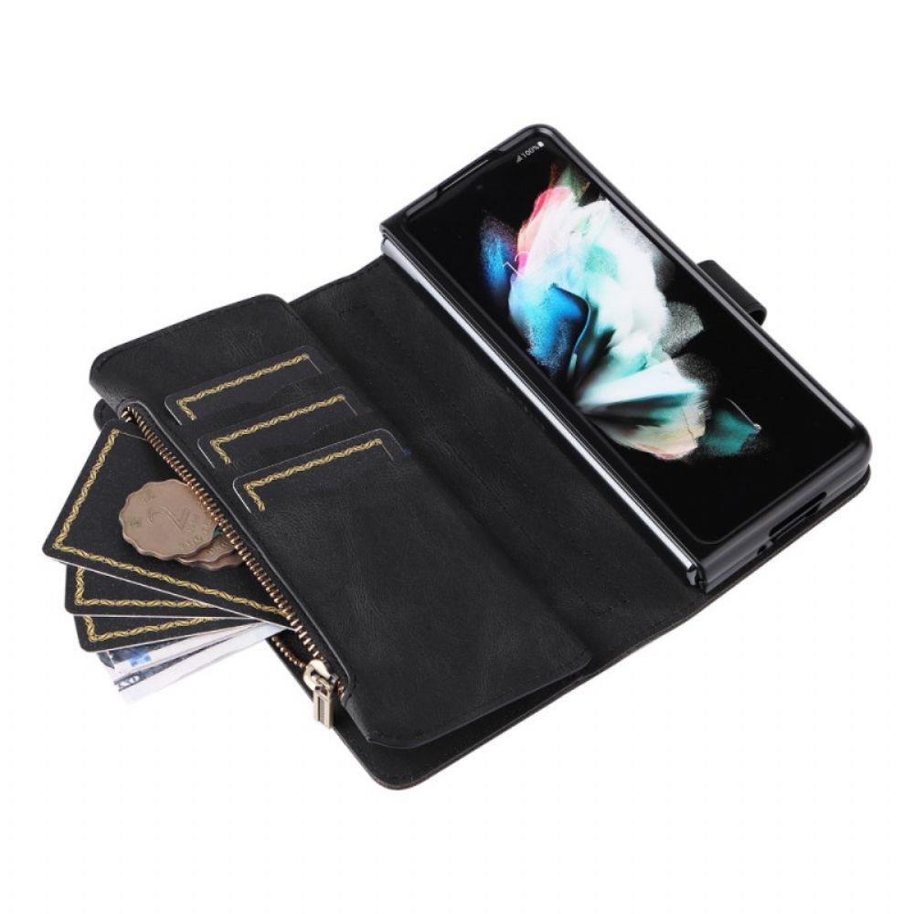 Flip Case Für Samsung Galaxy Z Fold 3 5G Multifunktionaler Kartenhalter