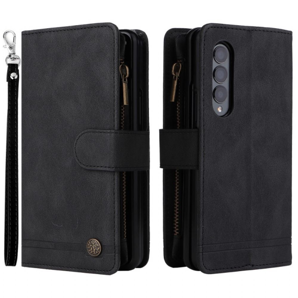 Flip Case Für Samsung Galaxy Z Fold 3 5G Multifunktionsniete Und Lanyard