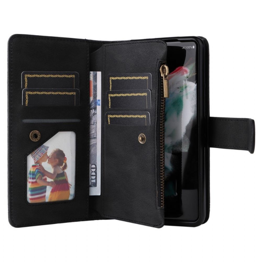 Flip Case Für Samsung Galaxy Z Fold 3 5G Multifunktionsniete Und Lanyard