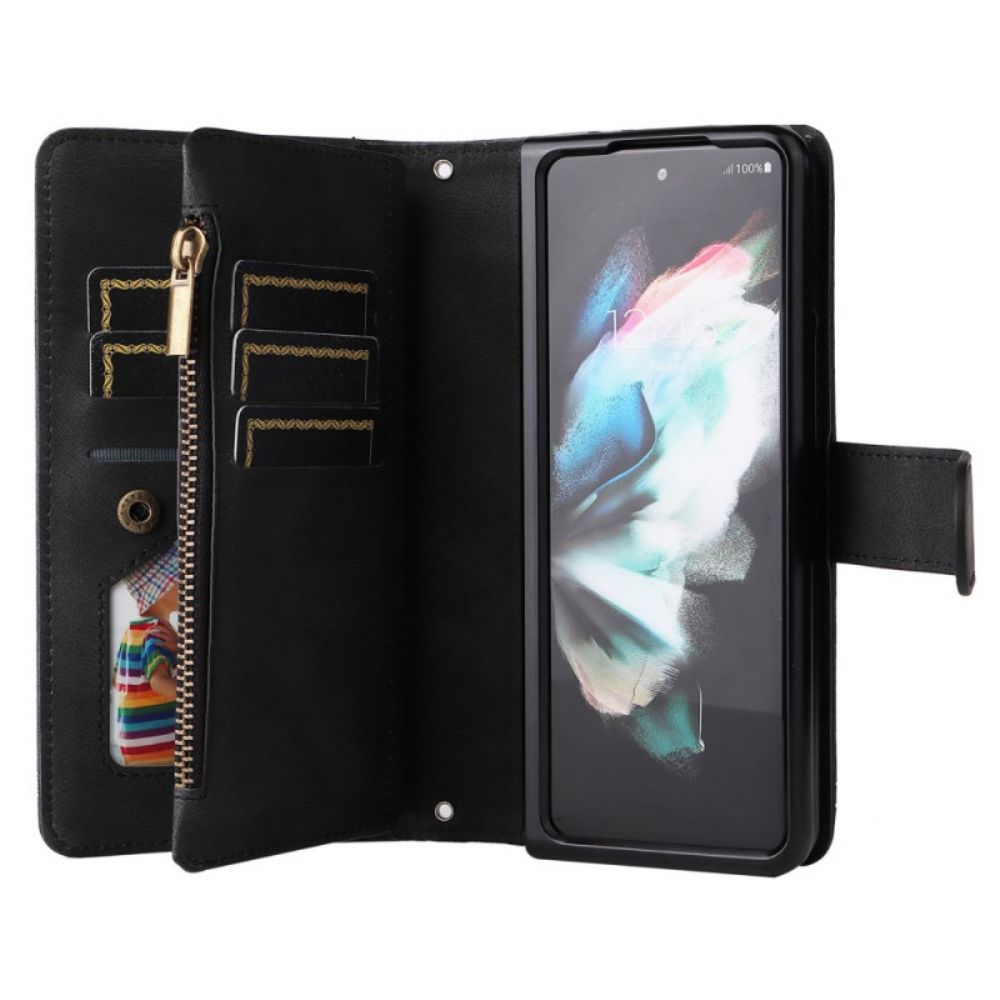 Flip Case Für Samsung Galaxy Z Fold 3 5G Multifunktionsniete Und Lanyard