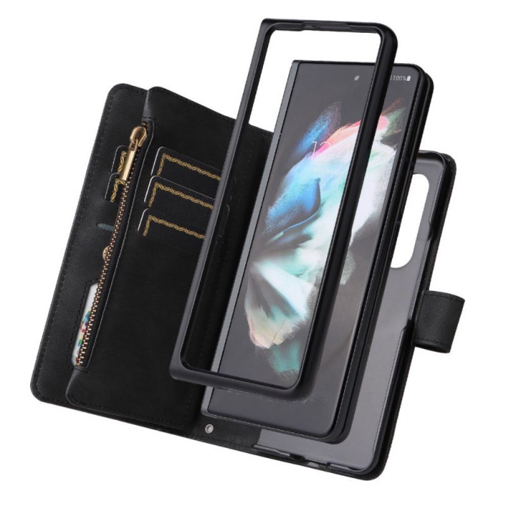 Flip Case Für Samsung Galaxy Z Fold 3 5G Multifunktionsniete Und Lanyard