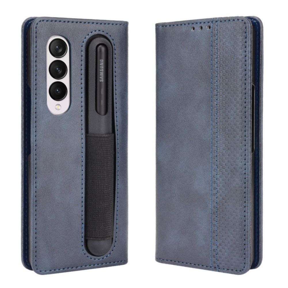 Flip Case Für Samsung Galaxy Z Fold 3 5G Stifthalter In Lederoptik