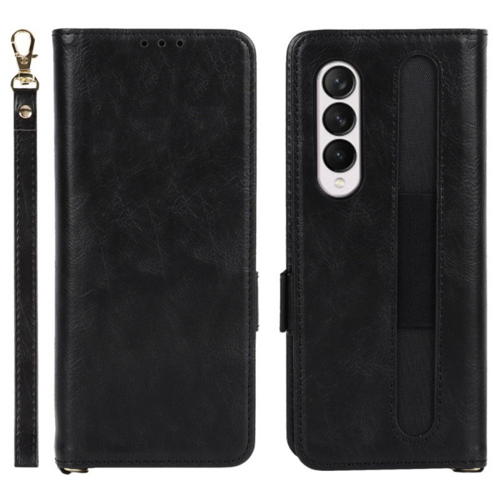 Flip Case Für Samsung Galaxy Z Fold 3 5G Flip Case Stifthalter Mit Doppelklappe