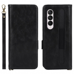 Flip Case Für Samsung Galaxy Z Fold 3 5G Flip Case Stifthalter Mit Doppelklappe