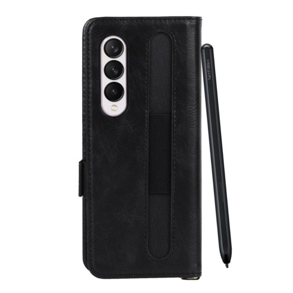 Flip Case Für Samsung Galaxy Z Fold 3 5G Flip Case Stifthalter Mit Doppelklappe