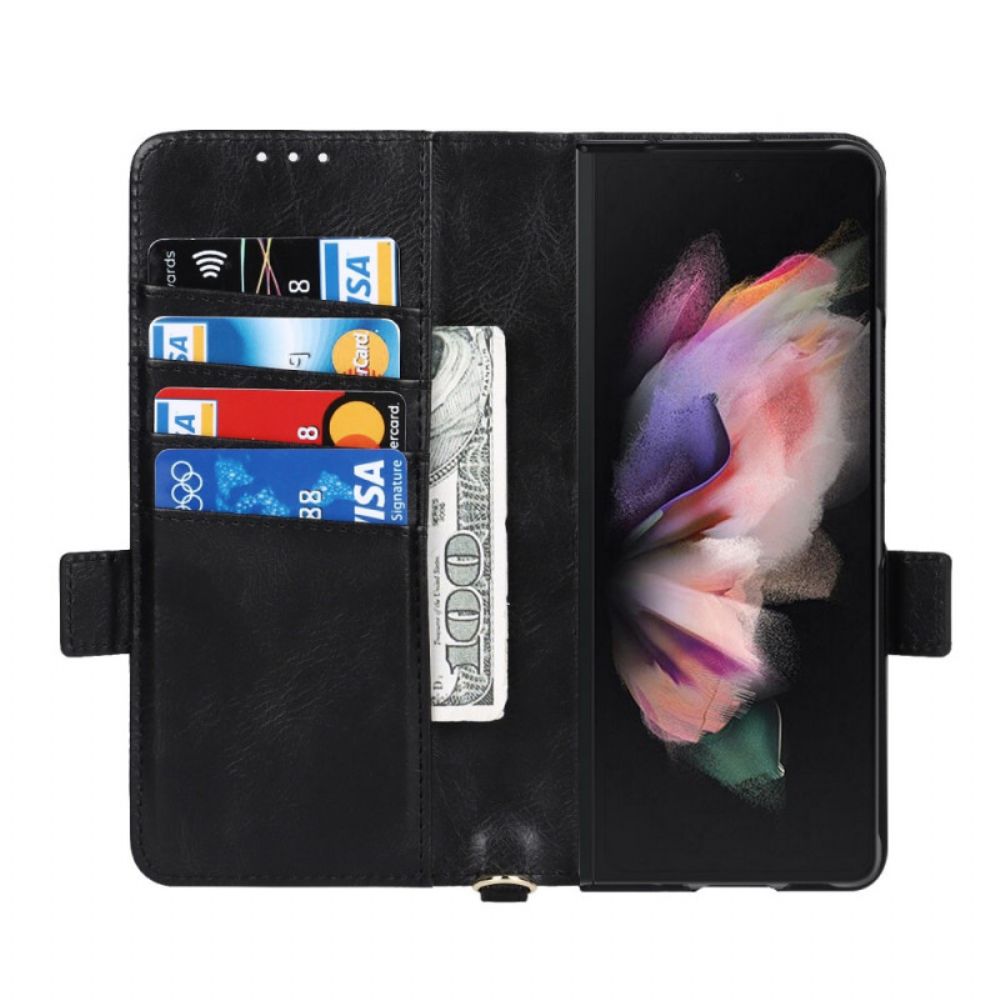 Flip Case Für Samsung Galaxy Z Fold 3 5G Flip Case Stifthalter Mit Doppelklappe