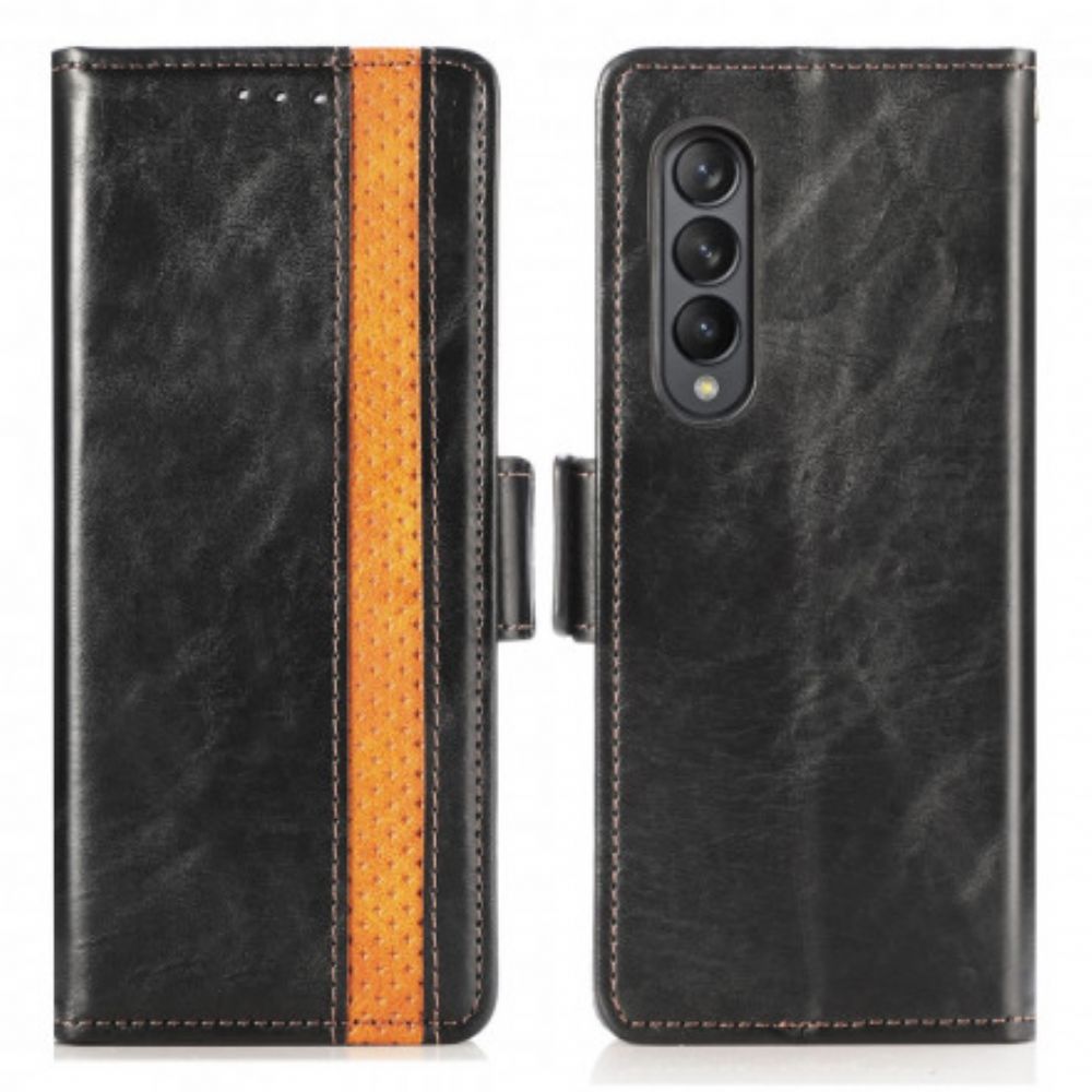 Flip Case Für Samsung Galaxy Z Fold 3 5G Zweifarbiger Doppelverschluss