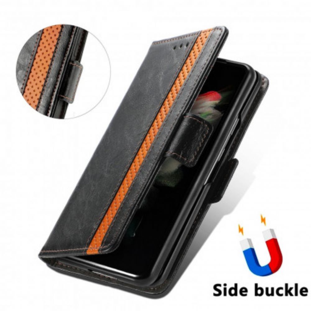 Flip Case Für Samsung Galaxy Z Fold 3 5G Zweifarbiger Doppelverschluss