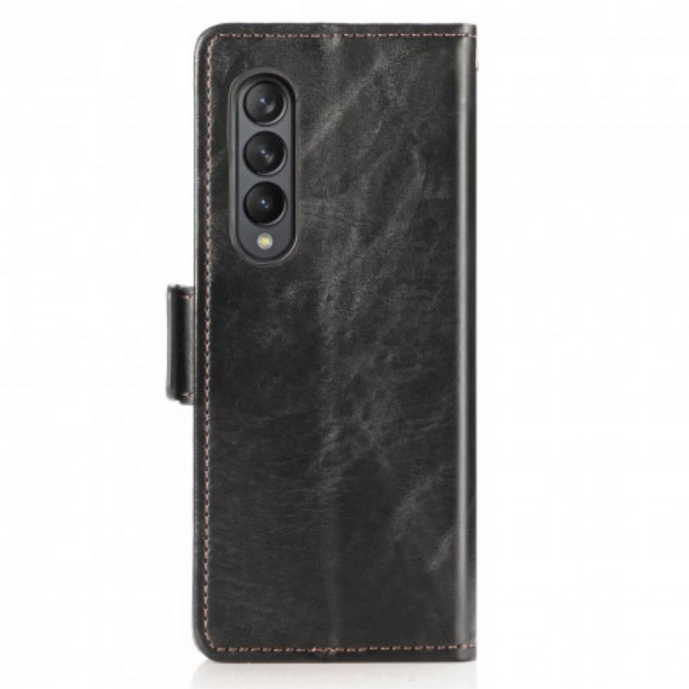 Flip Case Für Samsung Galaxy Z Fold 3 5G Zweifarbiger Doppelverschluss