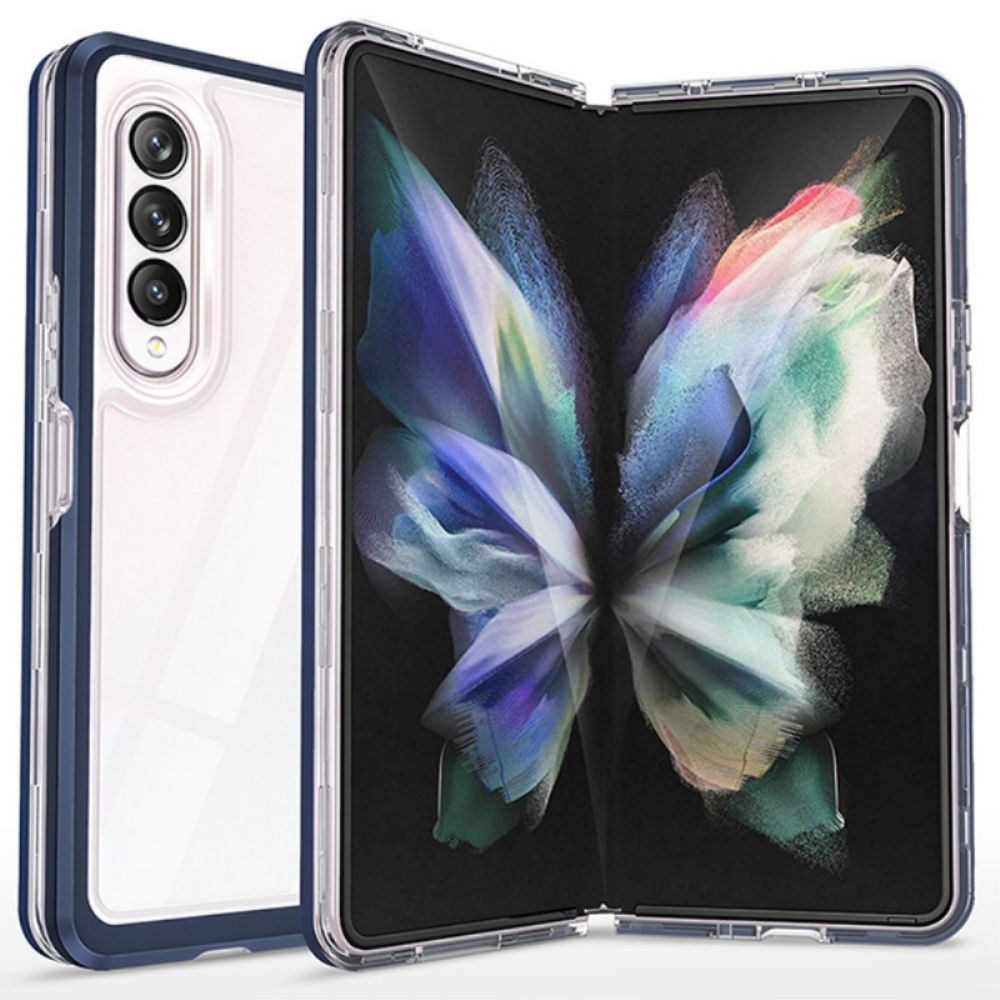 Handyhülle Für Samsung Galaxy Z Fold 3 5G Hybrid Transparente Farbige Kanten