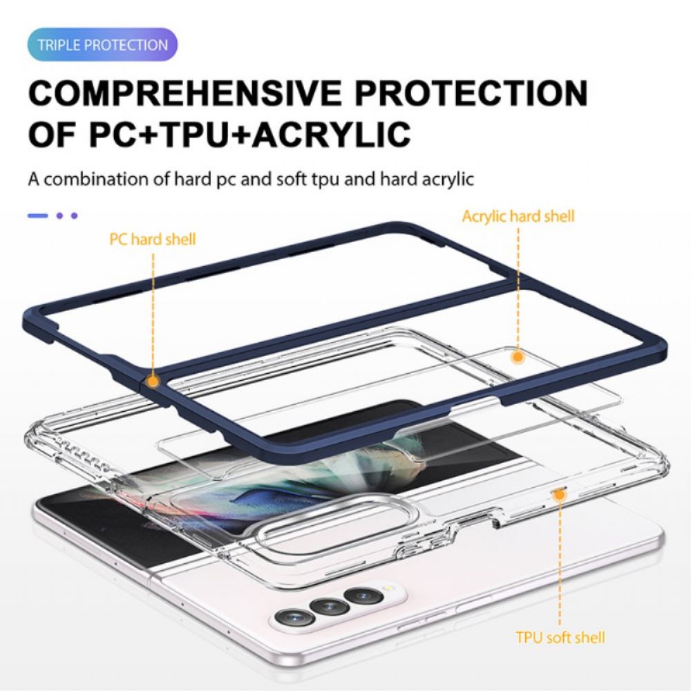 Handyhülle Für Samsung Galaxy Z Fold 3 5G Hybrid Transparente Farbige Kanten