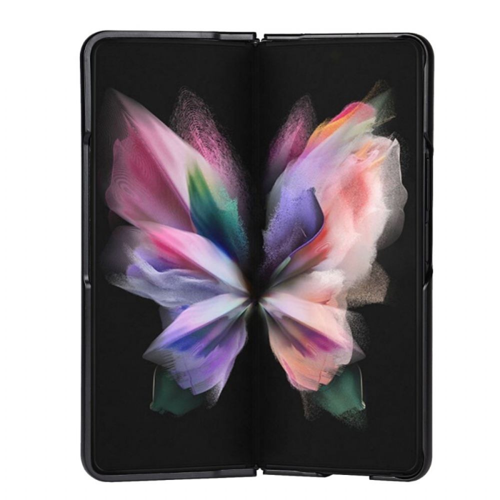 Handyhülle Für Samsung Galaxy Z Fold 3 5G Stifthalter Aus Echtem Litschi-leder