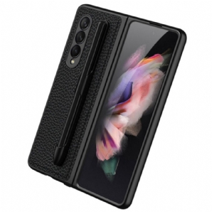 Handyhülle Für Samsung Galaxy Z Fold 3 5G Stifthalter Gkk Aus Litschileder