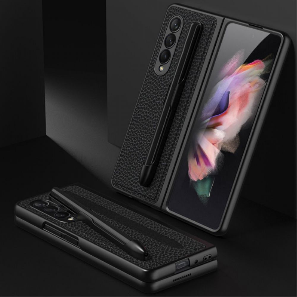 Handyhülle Für Samsung Galaxy Z Fold 3 5G Stifthalter Gkk Aus Litschileder