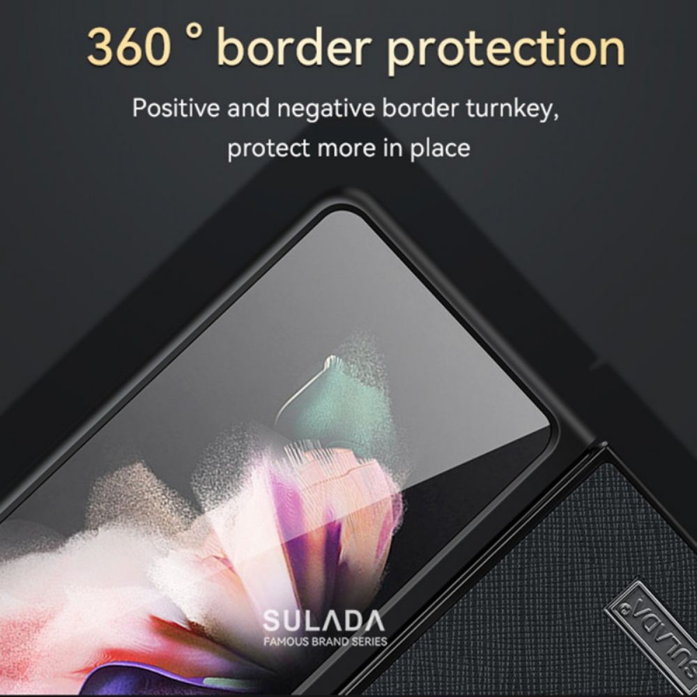 Handyhülle Für Samsung Galaxy Z Fold 3 5G Texturiertes Kunstleder Sulada