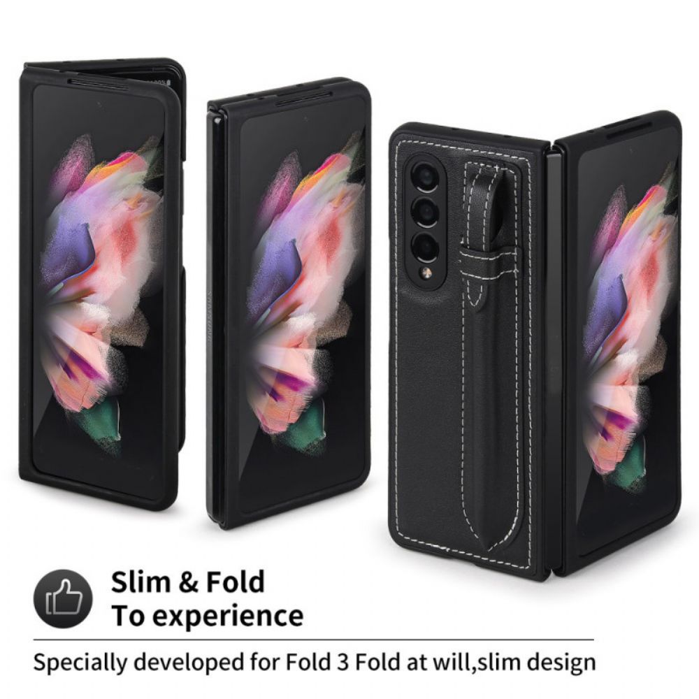 Hülle Für Samsung Galaxy Z Fold 3 5G Stifthalter Aus Echtem Leder