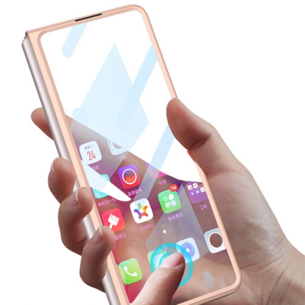 Hülle Für Samsung Galaxy Z Fold 3 5G Strukturierte Rückseite Und Displayschutzfolie Gkk