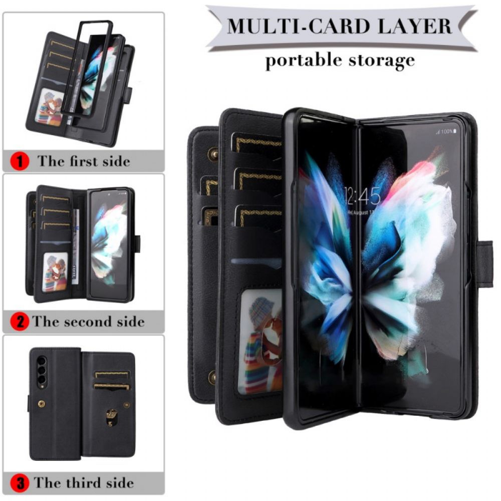 Lederhüllen Für Samsung Galaxy Z Fold 3 5G Multifunktionale Business-brieftasche