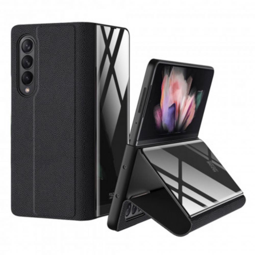 Schutzhülle Für Samsung Galaxy Z Fold 3 5G Flip Case Gehärtetes Glas Und Kunstleder