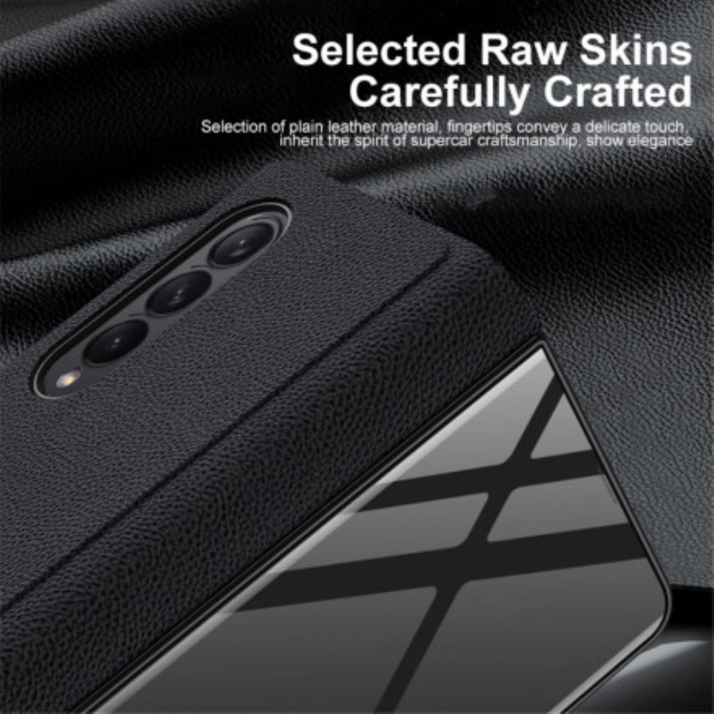 Schutzhülle Für Samsung Galaxy Z Fold 3 5G Flip Case Gehärtetes Glas Und Kunstleder