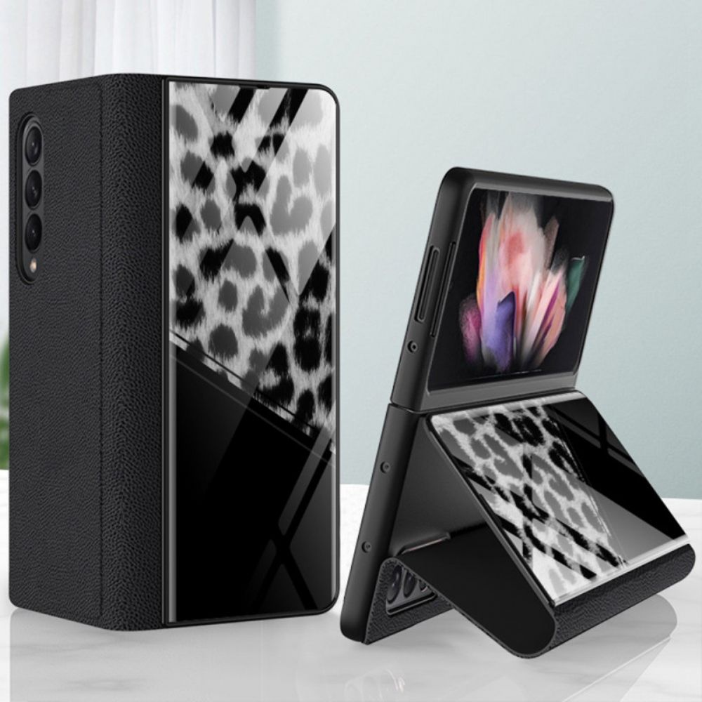 Schutzhülle Für Samsung Galaxy Z Fold 3 5G Flip Case Gehärtetes Leopardenglas