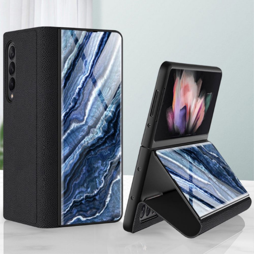 Schutzhülle Für Samsung Galaxy Z Fold 3 5G Flip Case Hartglas Aus Marmor