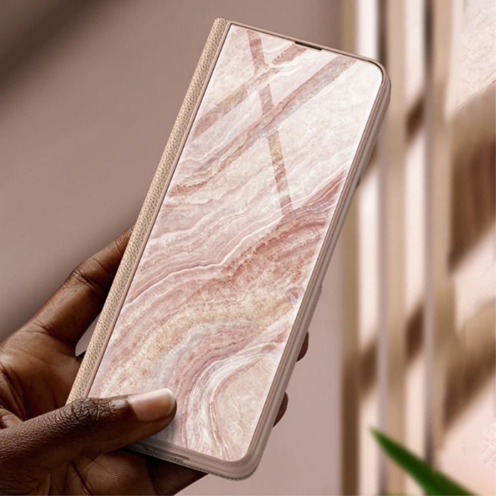 Schutzhülle Für Samsung Galaxy Z Fold 3 5G Flip Case Hartglas Aus Marmor