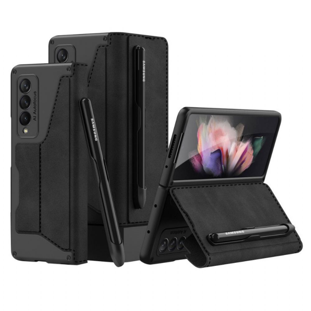 Schutzhülle Für Samsung Galaxy Z Fold 3 5G Flip Case Kunstleder Stifthalter Gkk