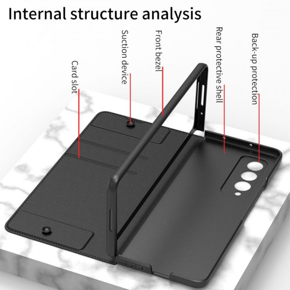 Schutzhülle Für Samsung Galaxy Z Fold 3 5G Flip Case Kunstleder Stifthalter Gkk