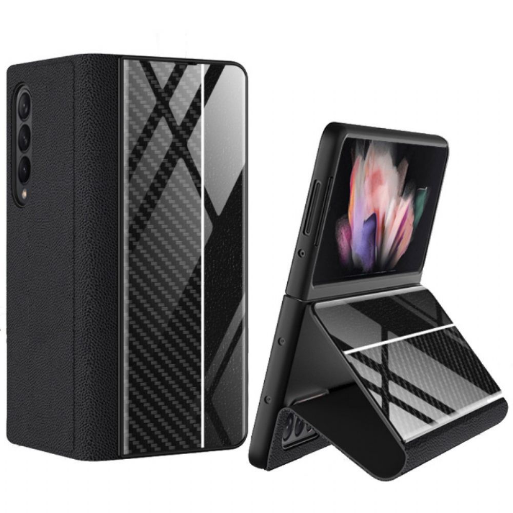 Schutzhülle Für Samsung Galaxy Z Fold 3 5G Flip Case Lederlinie Aus Gehärtetem Glas