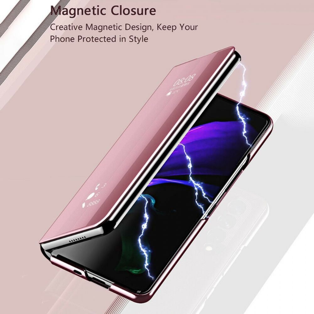 Schutzhülle Für Samsung Galaxy Z Fold 3 5G Flip Case Spiegelabdeckung