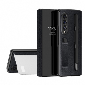 Schutzhülle Für Samsung Galaxy Z Fold 3 5G Flip Case Spiegelstifthalter Und Riemen