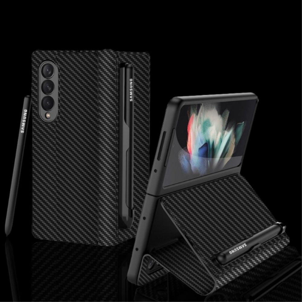 Schutzhülle Für Samsung Galaxy Z Fold 3 5G Flip Case Stifthalter Aus Kohlefaser