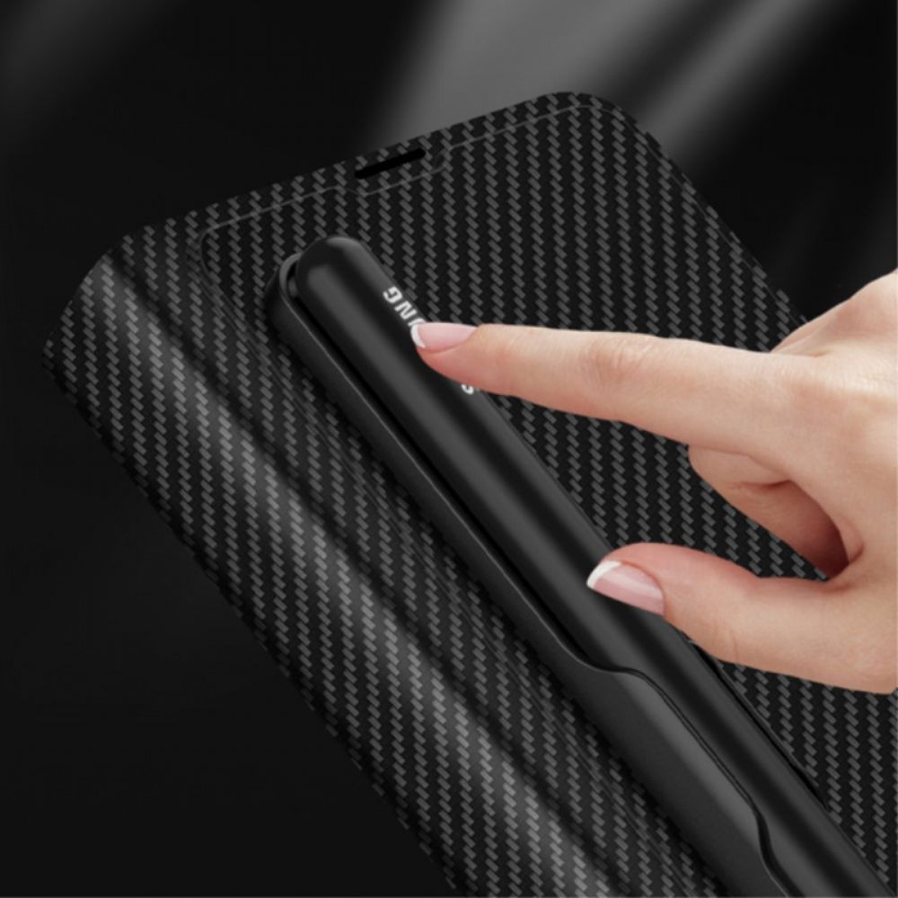 Schutzhülle Für Samsung Galaxy Z Fold 3 5G Flip Case Stifthalter Aus Kohlefaser