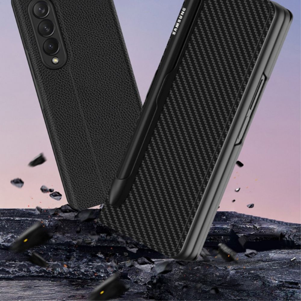 Schutzhülle Für Samsung Galaxy Z Fold 3 5G Flip Case Stifthalter Aus Kohlefaser