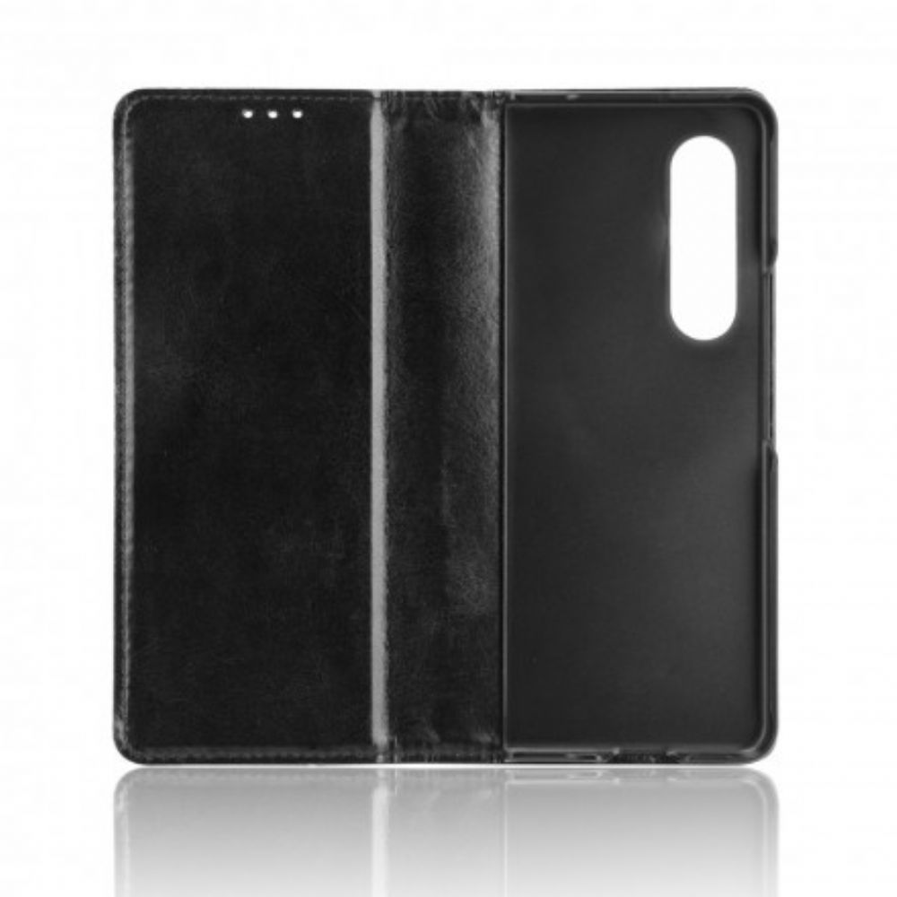 Schutzhülle Für Samsung Galaxy Z Fold 3 5G Flip Case Stilisierter Ledereffekt