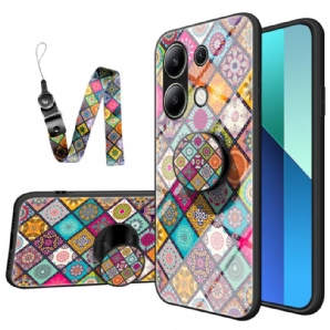 Hülle Xiaomi Redmi Note 13 4g Patchwork-stützring Und Riemen