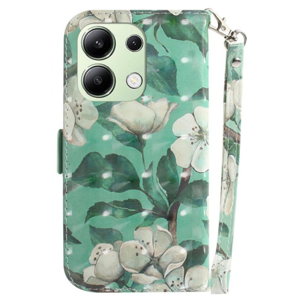 Lederhüllen Xiaomi Redmi Note 13 4g Aquarellblumen Mit Riemen