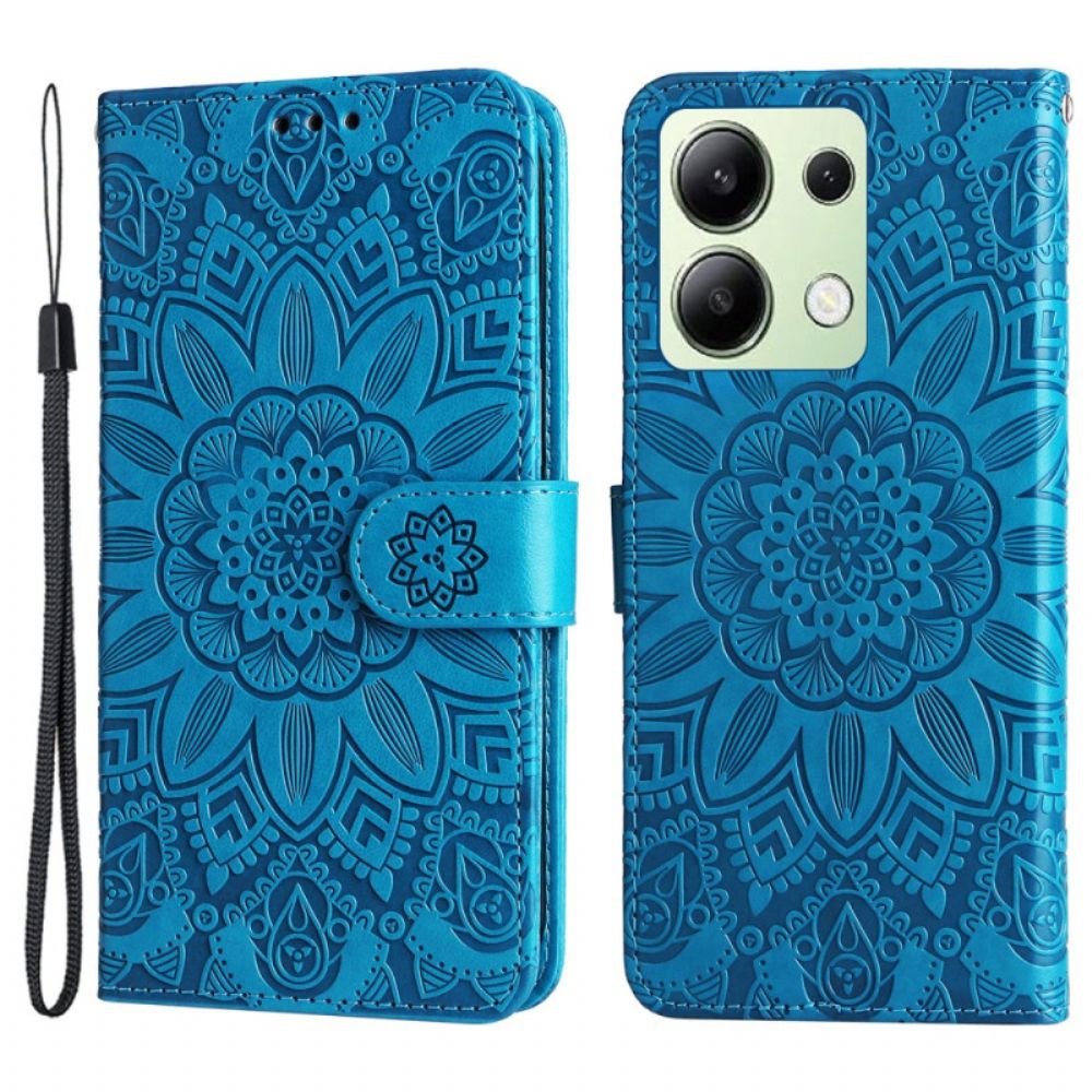 Lederhüllen Xiaomi Redmi Note 13 4g Blumenmandala Mit Riemen