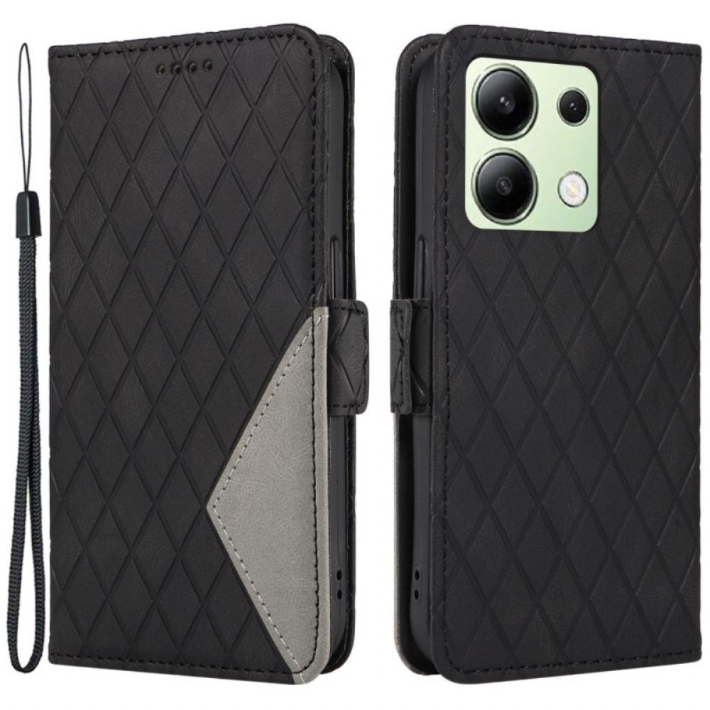 Lederhüllen Xiaomi Redmi Note 13 4g Handyhülle Kleine Diamanten Mit Riemen