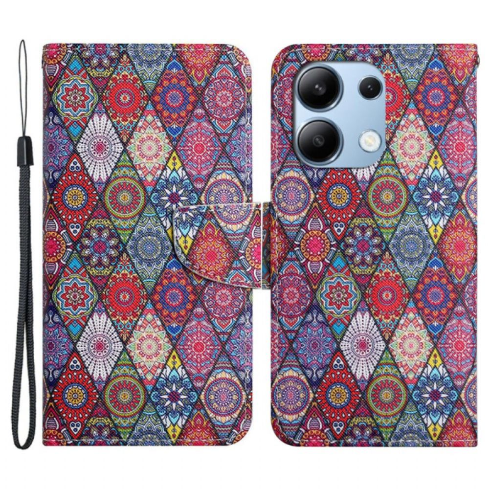 Lederhüllen Xiaomi Redmi Note 13 4g Schlüsselband Kaleidoskop